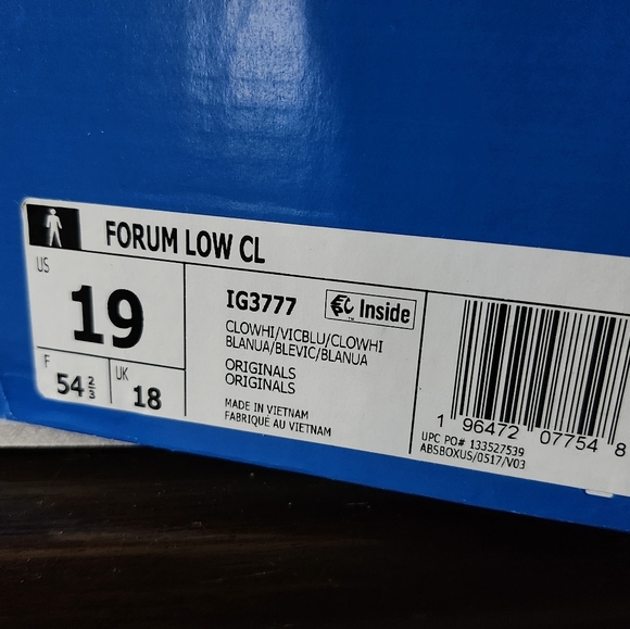 New Men's Adidas Forum Low CL Shoes Blue & White Size 19 - Picture 10 of 12